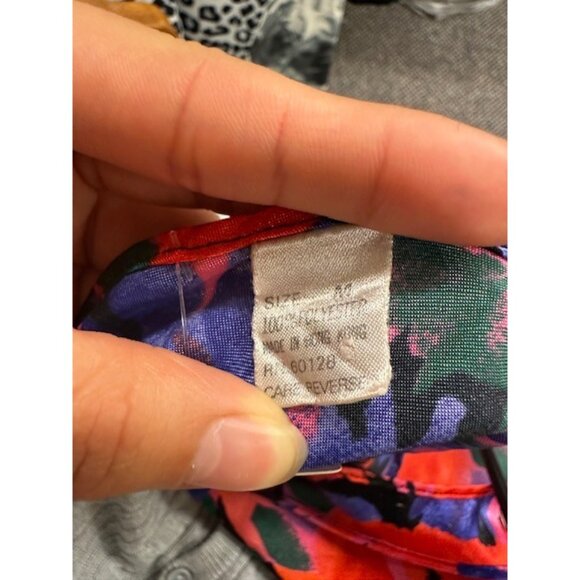 Nbn Ladies Medium Red & Blue Floral Nightgown 100% Polyester Sleeveless With Adj - Picture 3 of 3